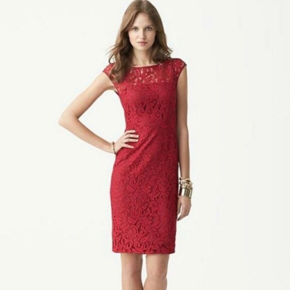 Banana Republic Red Lace Cocktail Dress